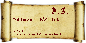 Mehlmauer Bálint névjegykártya
